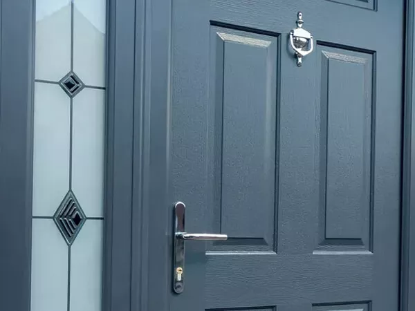 Grey Front Door With Side Panel