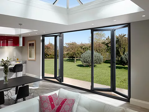 A set of bi-folding doors in an extension