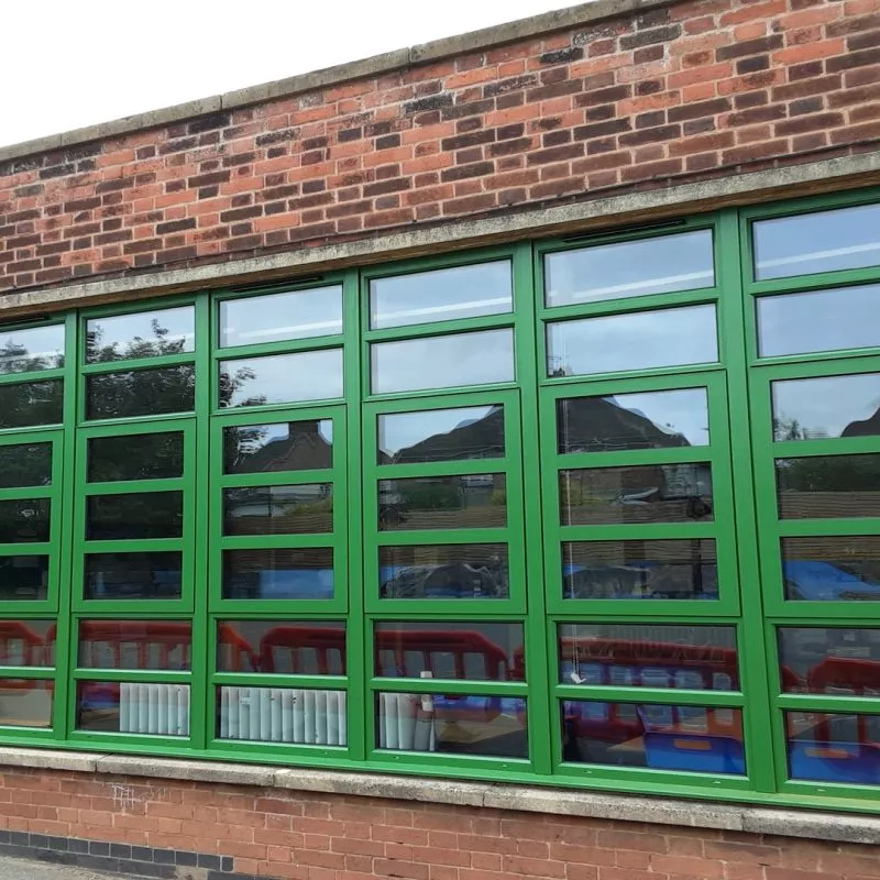 Emerald Green Thermal Aluminium Windows At A School In Leicester