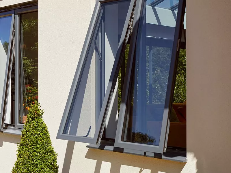 Outward opening flush casement windows